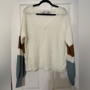 Large Sweater Cream Blue Burnt Orange HYFVE